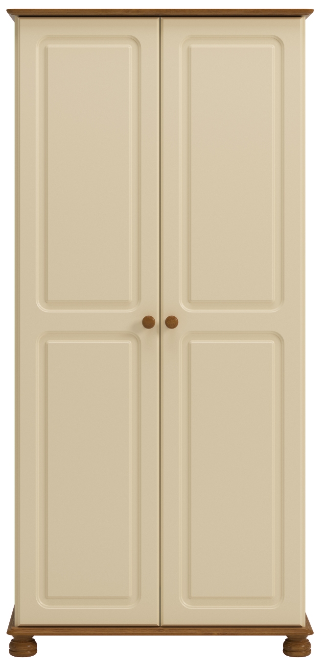 Billede af Royal cream farvet 90 cm klædeskab med 2 døre og udskæringer