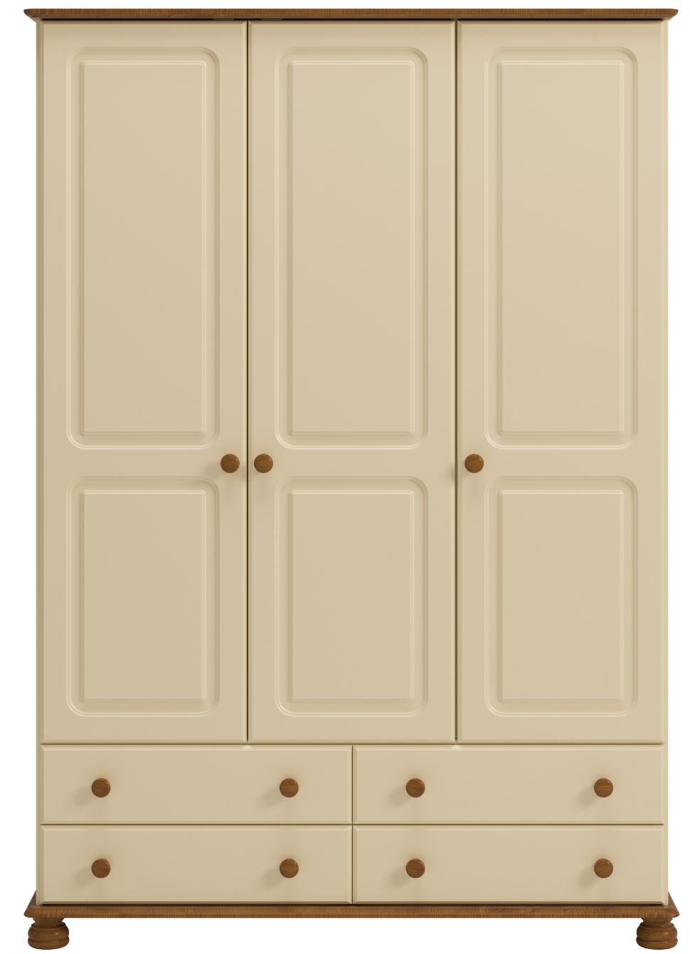 Billede af Royal klædeskab 130 cm cream farvet med 3 døre og 4 skuffer.