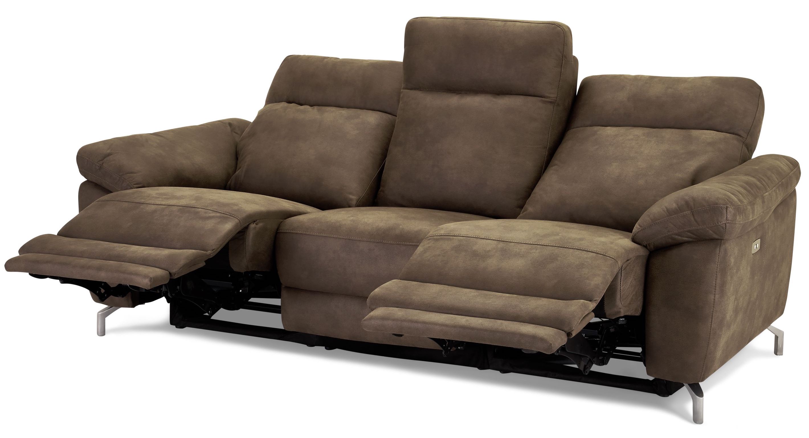 Selma 3 personers sofa med elevations sæder til nakke, ryg og ben i grå microfiber