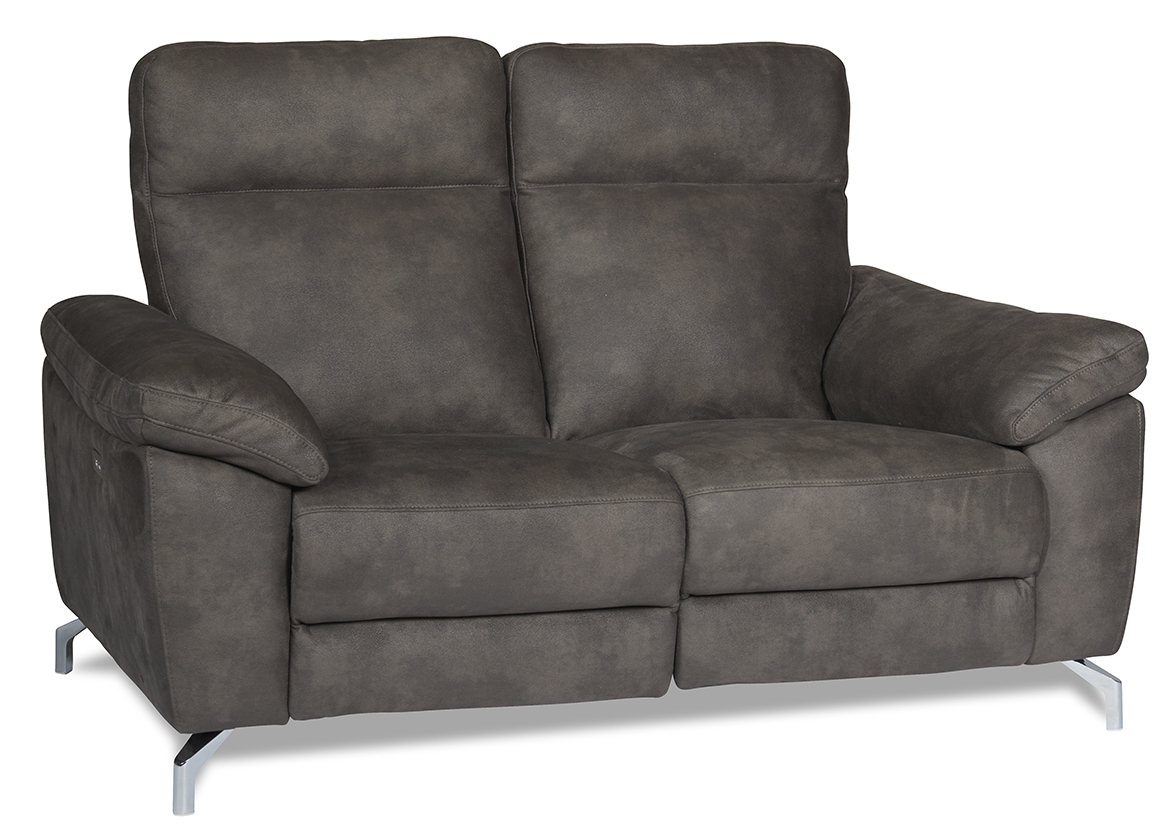 Selma 2 personers sofa med elevations sæder til nakke, ryg og ben, grå microfiber