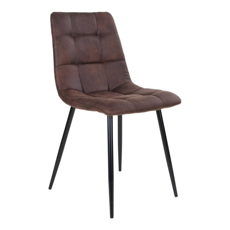Munkebo spisebordsstol med kraftig polstring i mørkebrunt microfiber.