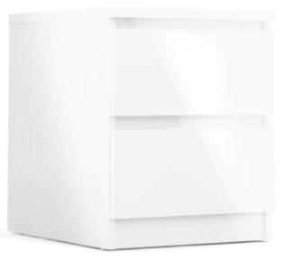 Nibe 40 cm bredt natbord i hvid højglans med 2 skuffer.