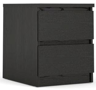 Nibe 40 cm bredt natbord i sort ask med 2 skuffer.