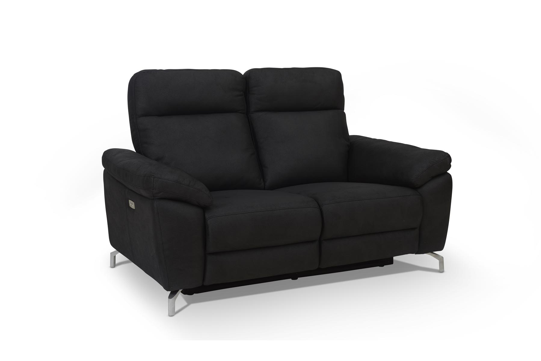 Selma 2 personers sofa med elevations sæder til nakke, ryg og ben, sort microfiber