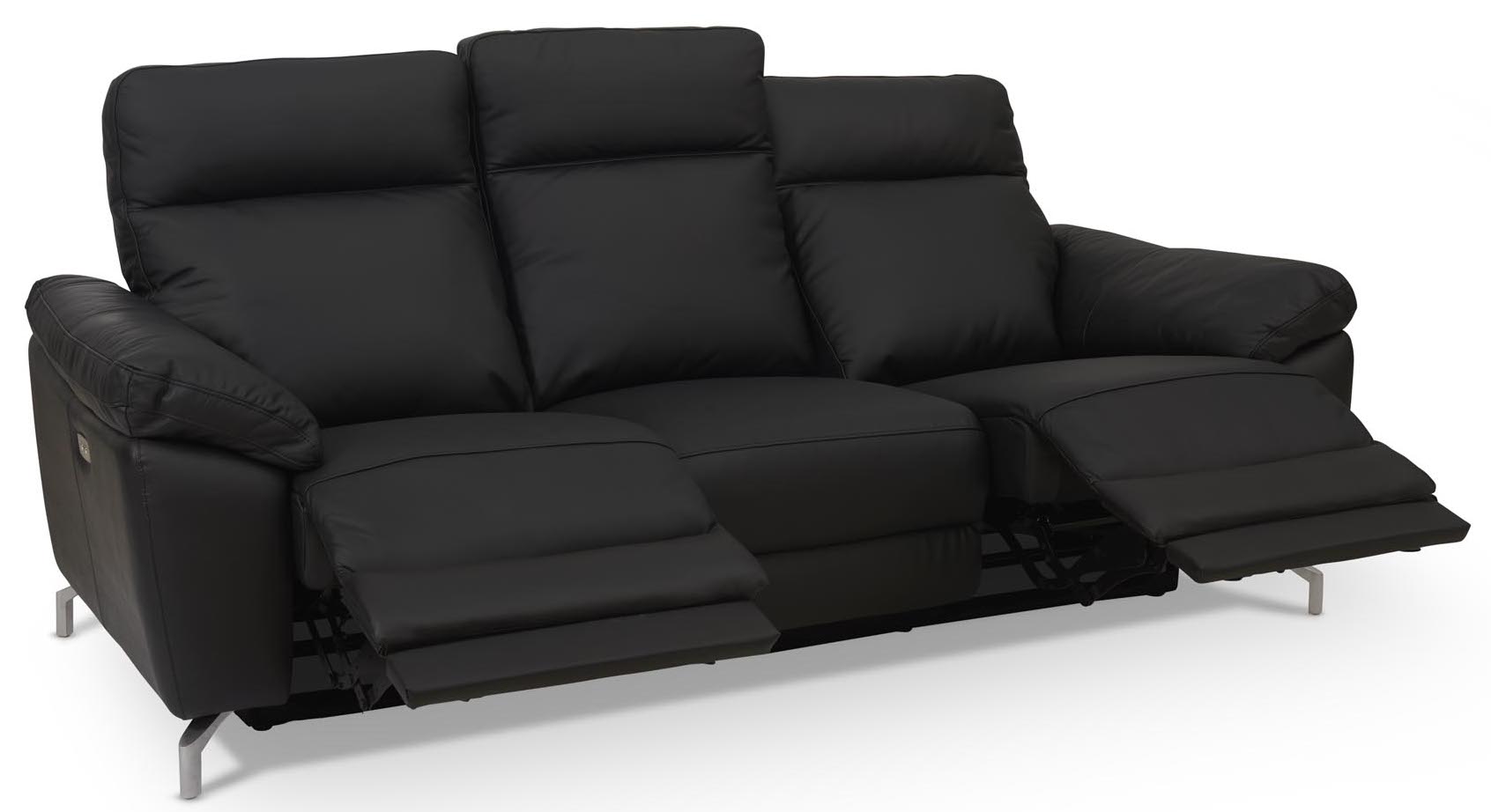 Selma 3 personers sofa med elevations sæder til nakke, ryg og ben i sort læder