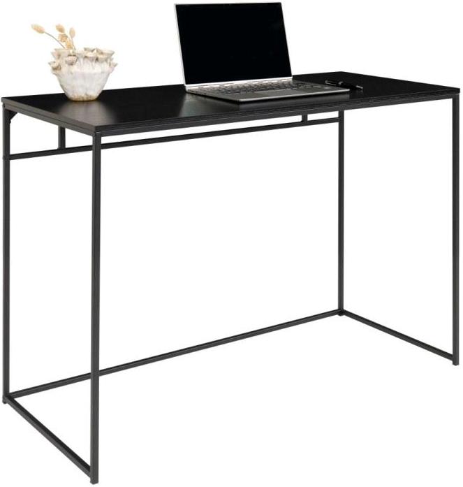 Valencia skrivebord 100 x 45 cm i sort metalstel og med sort bordplade.
