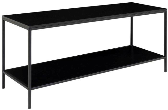 Valencia TV bord 100 x 36 cm i sort metalstel og med sorte hylder.