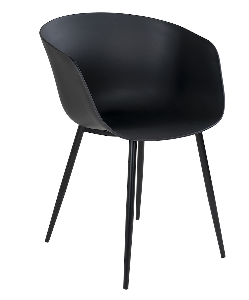 Star spisebordsstol sort skålformet sæde og armlæn