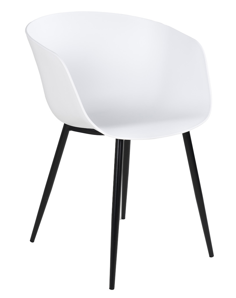 Star spisebordsstol hvid skålformet sæde og armlæn