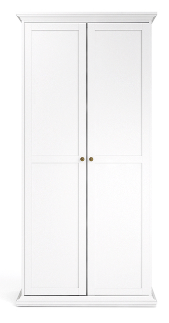 Billede af Frisenborg hvidt garderobeskab, 95 cm bredt med 2 døre, inkl 5 hylder