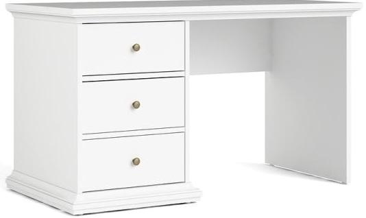 Frisenborg hvidt skrivebord 130 x 60 cm med 3 skuffer.