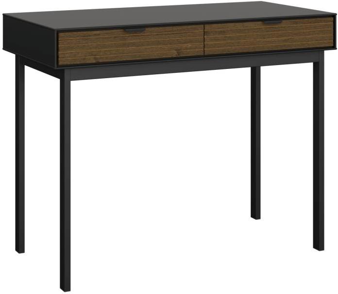Elite skrivebord 100 x 50 cm sort metalstel og med sort bordplade med skuffer.  Dansk produceret.