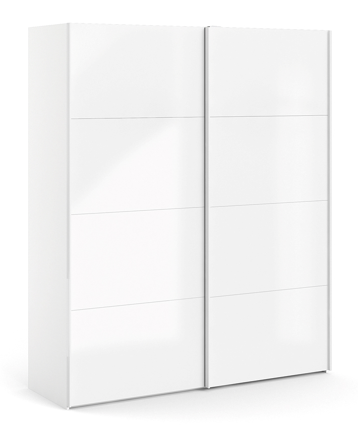 Trend 220 hvidt højglans garderobeskab 180 cm bredt med 2 skydedøre