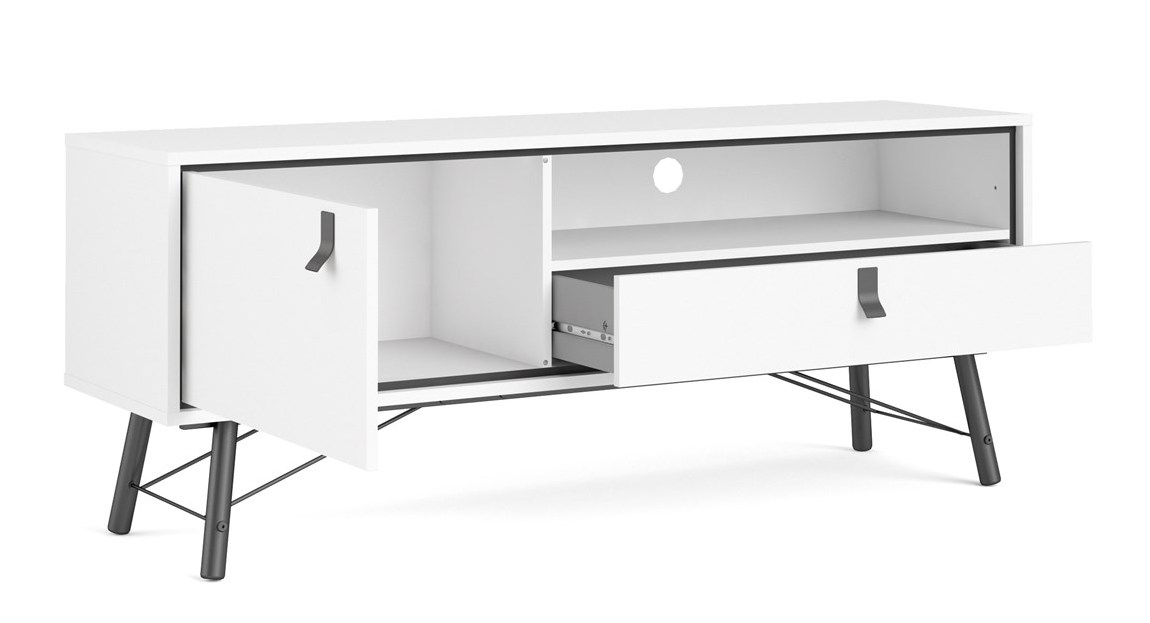 Sorø 150 cm TV bord med skab og skuffe - mathvidt