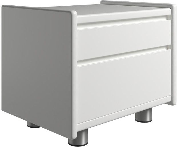 Krone sengebord 50 cm bred hvid lakeret med 2 skuffer  - Dansk produceret. 37 cm dybde Metalben