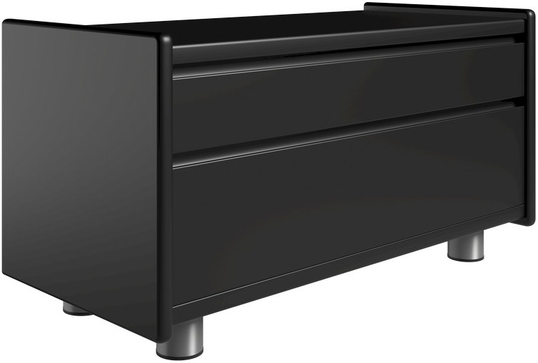 Krone sengebord sort lakeret 80 cm bred med 2 skuffer  - Dansk produceret. 47 cm dybde Metalben