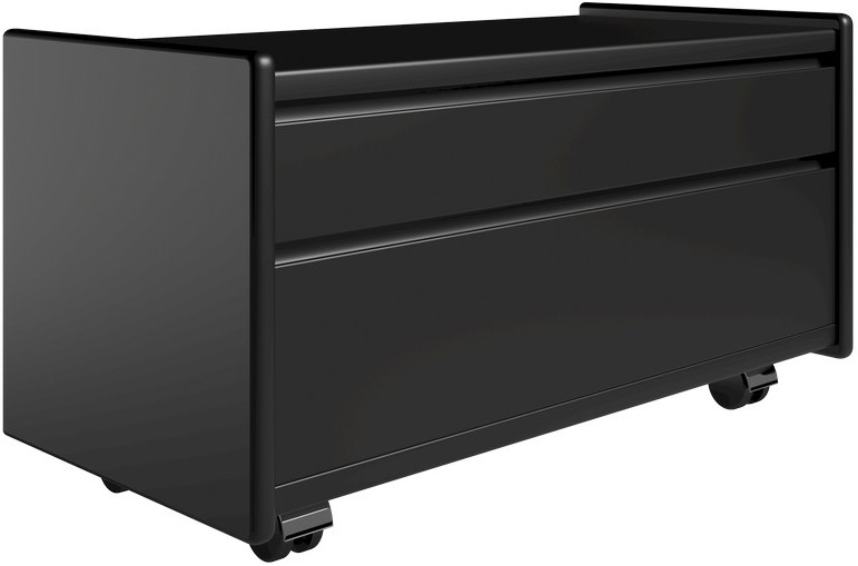 Krone sengebord sort lakeret 80 cm bred med 2 skuffer  - Dansk produceret. 47 cm dybde Hjul
