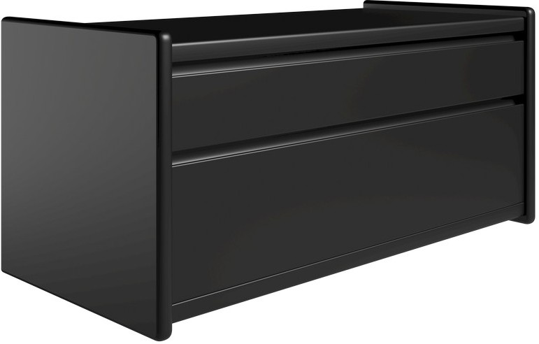 Krone sengebord sort lakeret 80 cm bred med 2 skuffer  - Dansk produceret. 37 cm dybde Vægophæng