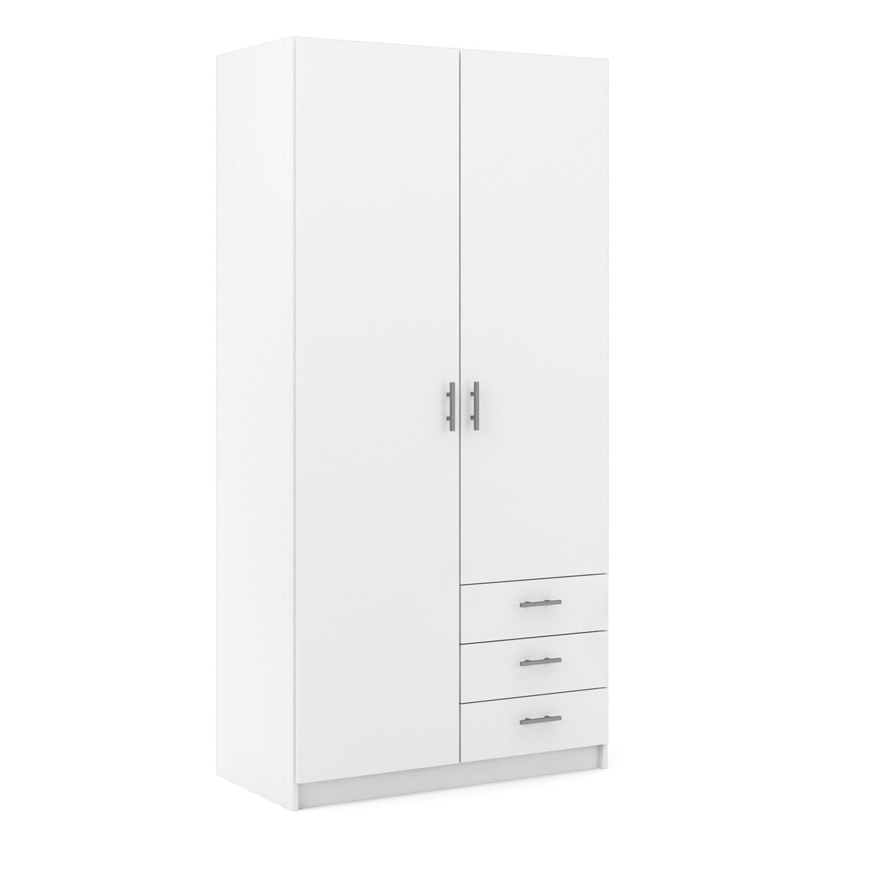 Dana hvidt garderobeskab 98,5 cm bredt med 2 døre og 3 skuffer.