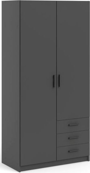 Dana mat grå garderobeskab 98,5 cm bredt med 2 døre og 3 skuffer.
