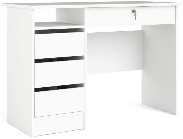 Prestige hvidt skrivebord 110 x 49 cm med 4 skuffer.