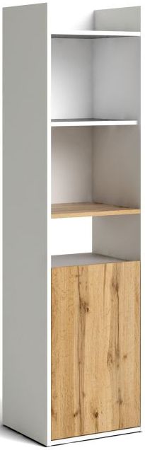 Billede af Prestige Wotan ege look og hvid kontorreol 40 x 154 med skab og hylder.