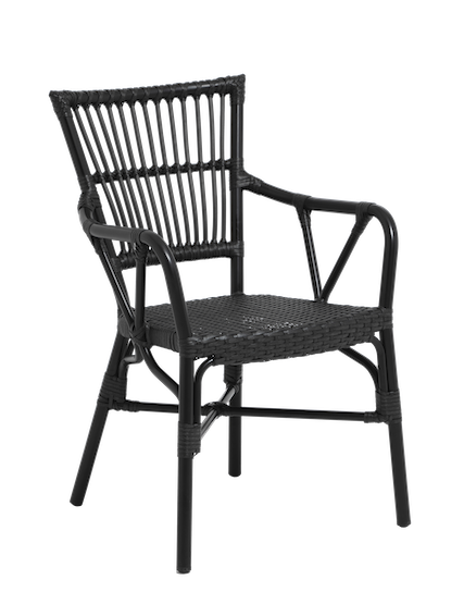 Billede af Cafe-lux spisebordsstol med armlæn til inde og udendørs - Sort