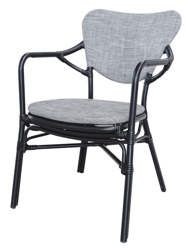 Billede af Cafe spisebordsstol med armlæn til inde og udendørs - Sort/grå