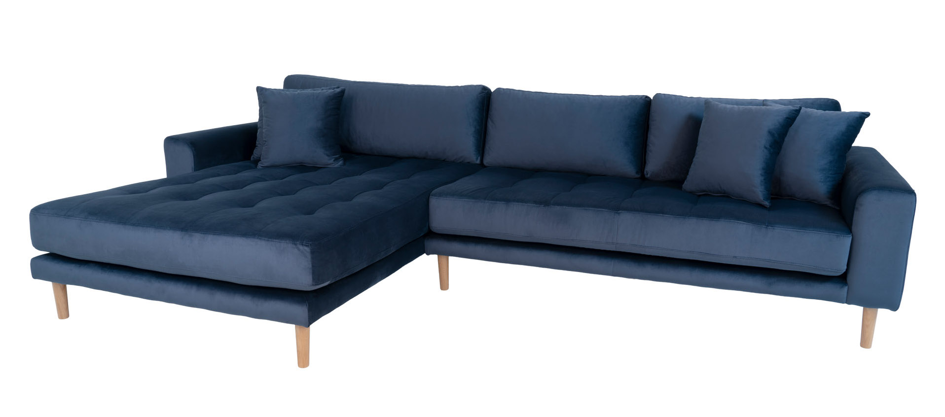 Riviera lounge sofa mørkeblå velour, venstrevendt Længde på 290 cm