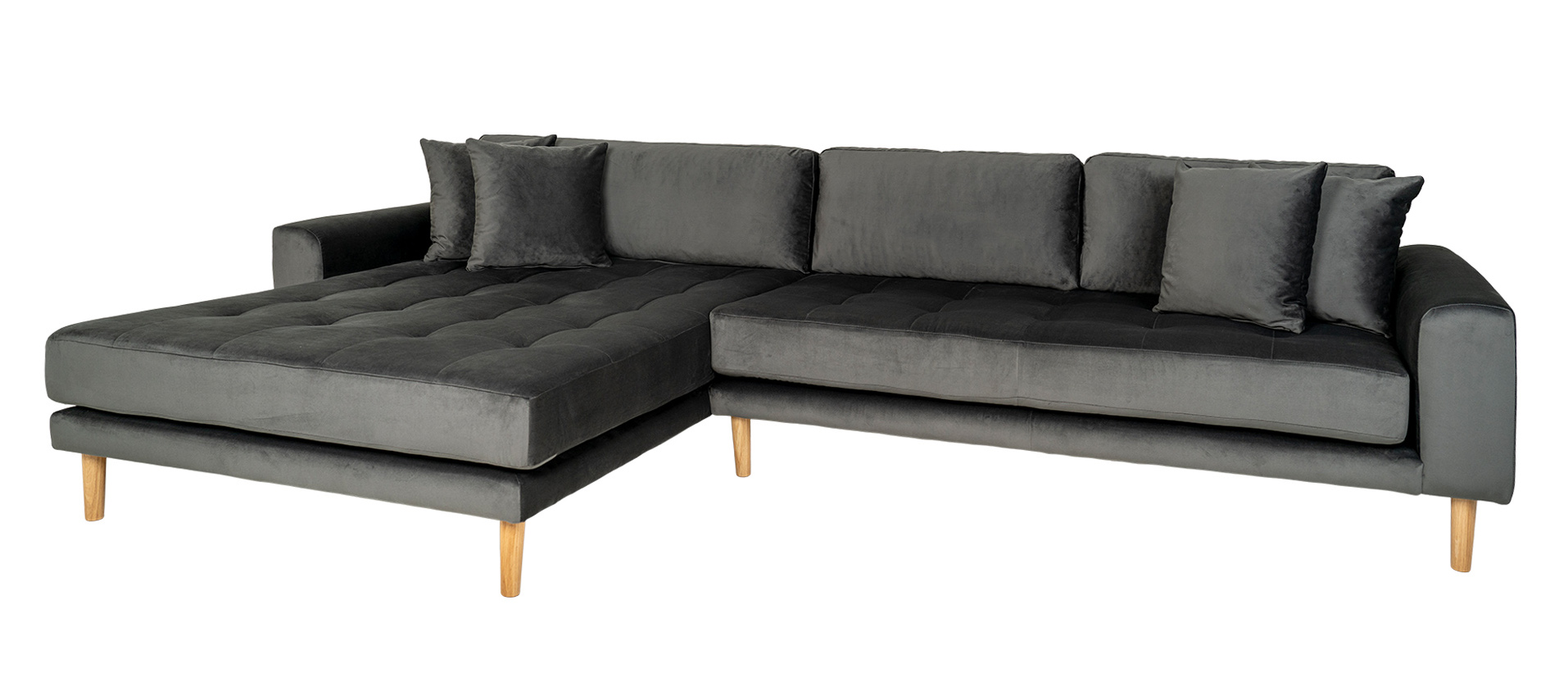 Riviera lounge sofa mørkegrå velour, venstrevendt Længde på 290 cm