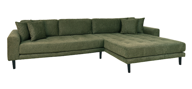 Se Riviera lounge sofa olivengrøn, højrevendt Længde på 290 cm hos Dansk Restlager