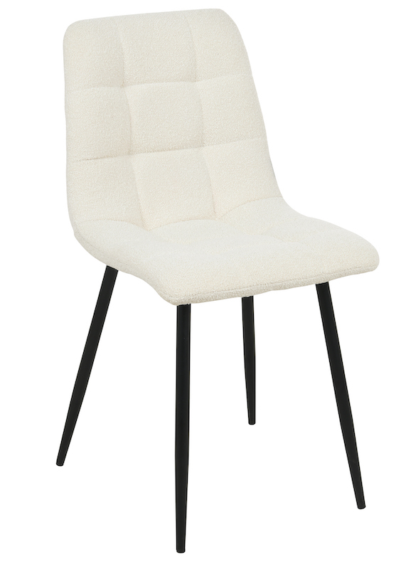 Munkebo spisebordsstol med kraftig polstring i hvid Bouclè