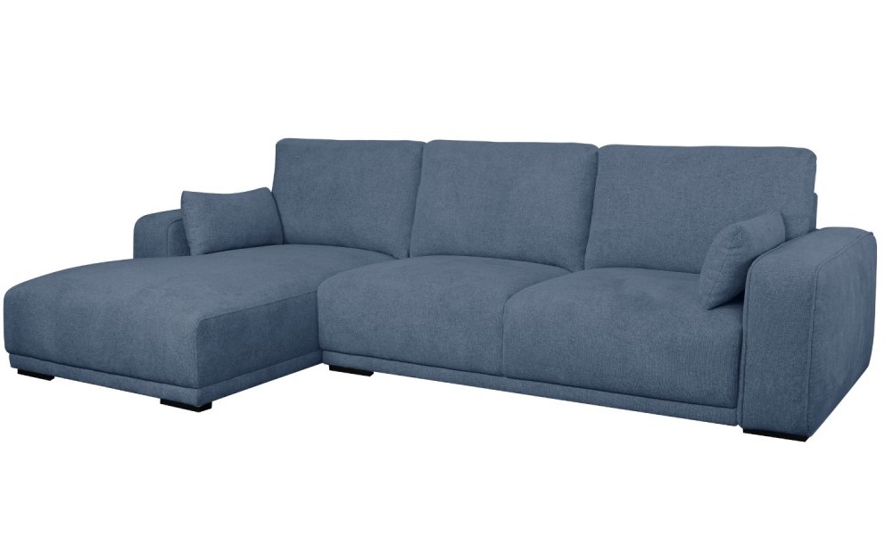 Santa Monica sofa med chaiselong til venstre i blåt møbelstof