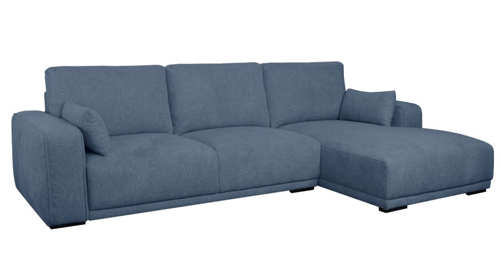 Santa Monica sofa med chaiselong til højre i blåt møbelstof