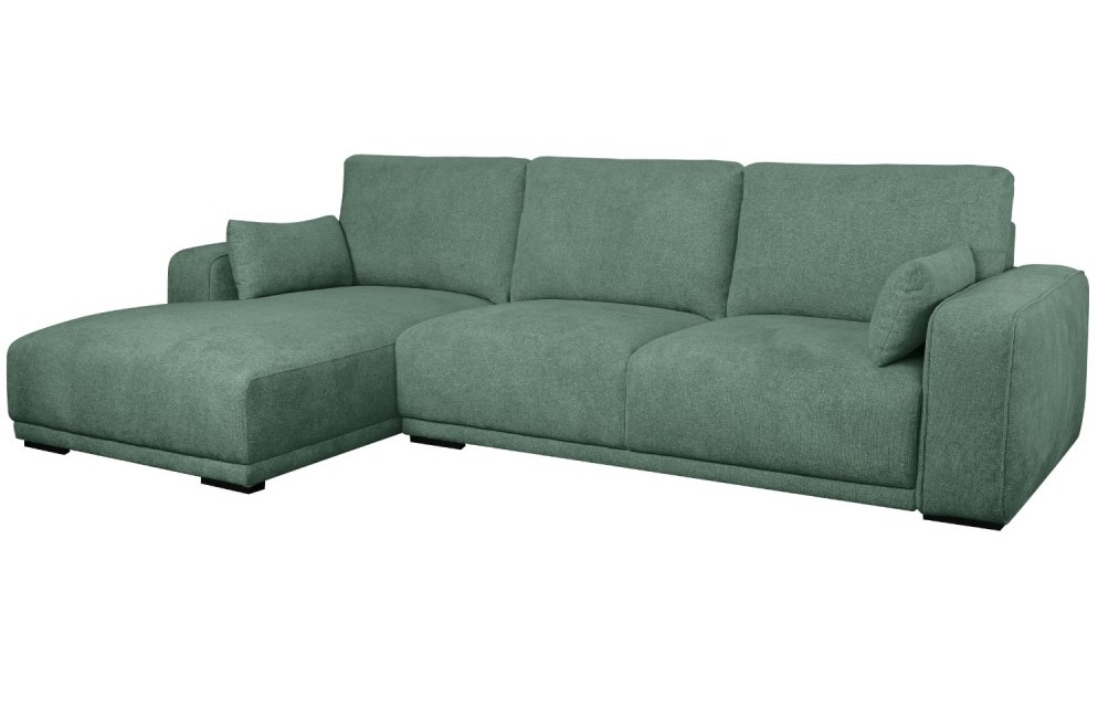 Se Santa Monica sofa med chaiselong til venstre i grønt møbelstof hos Dansk Restlager