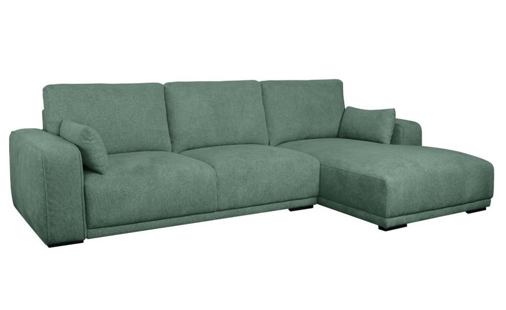 Santa Monica sofa med chaiselong til højre i grønt møbelstof