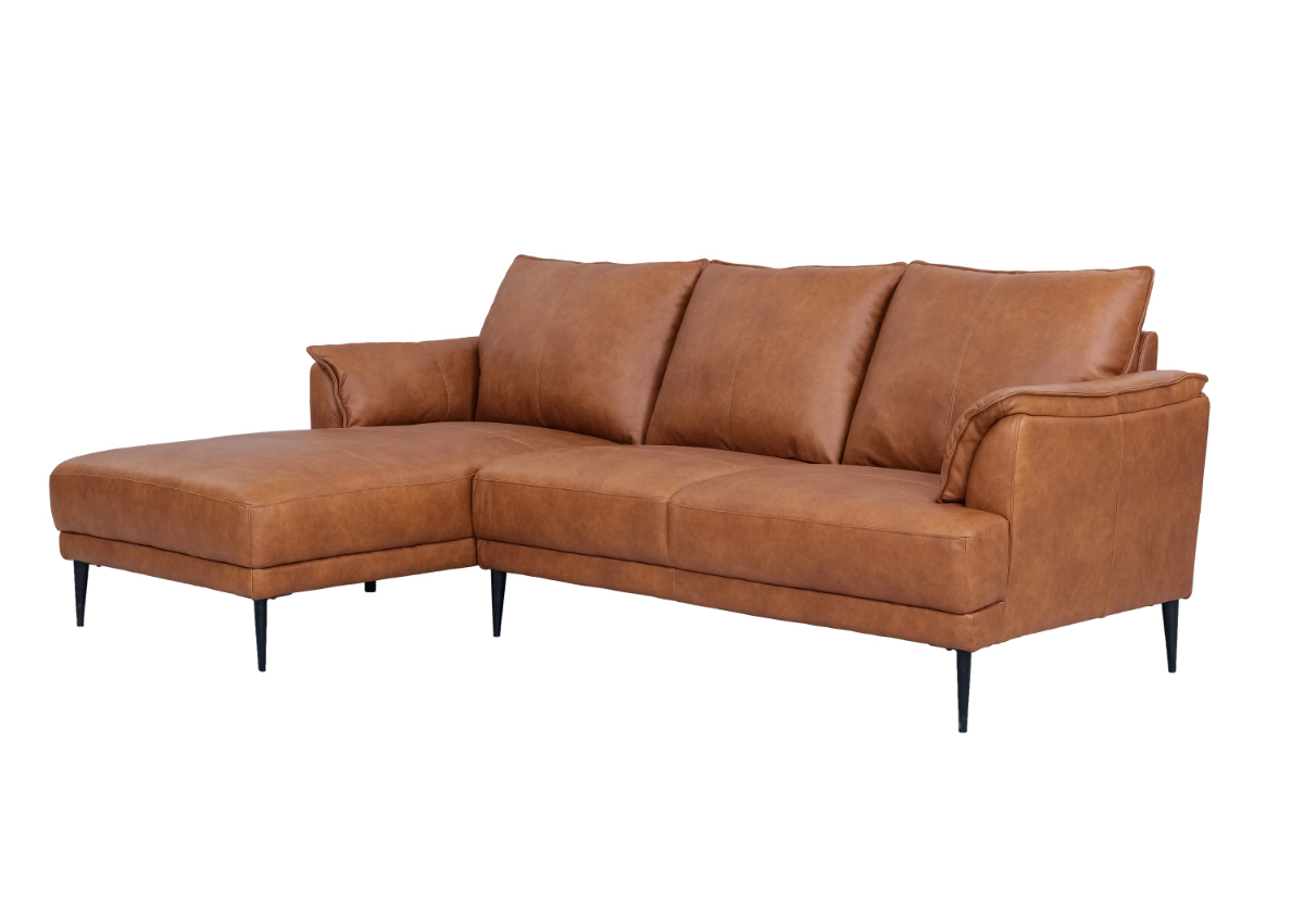 Billede af Jazz sofa med chaiselong til venstre i brun okselæder