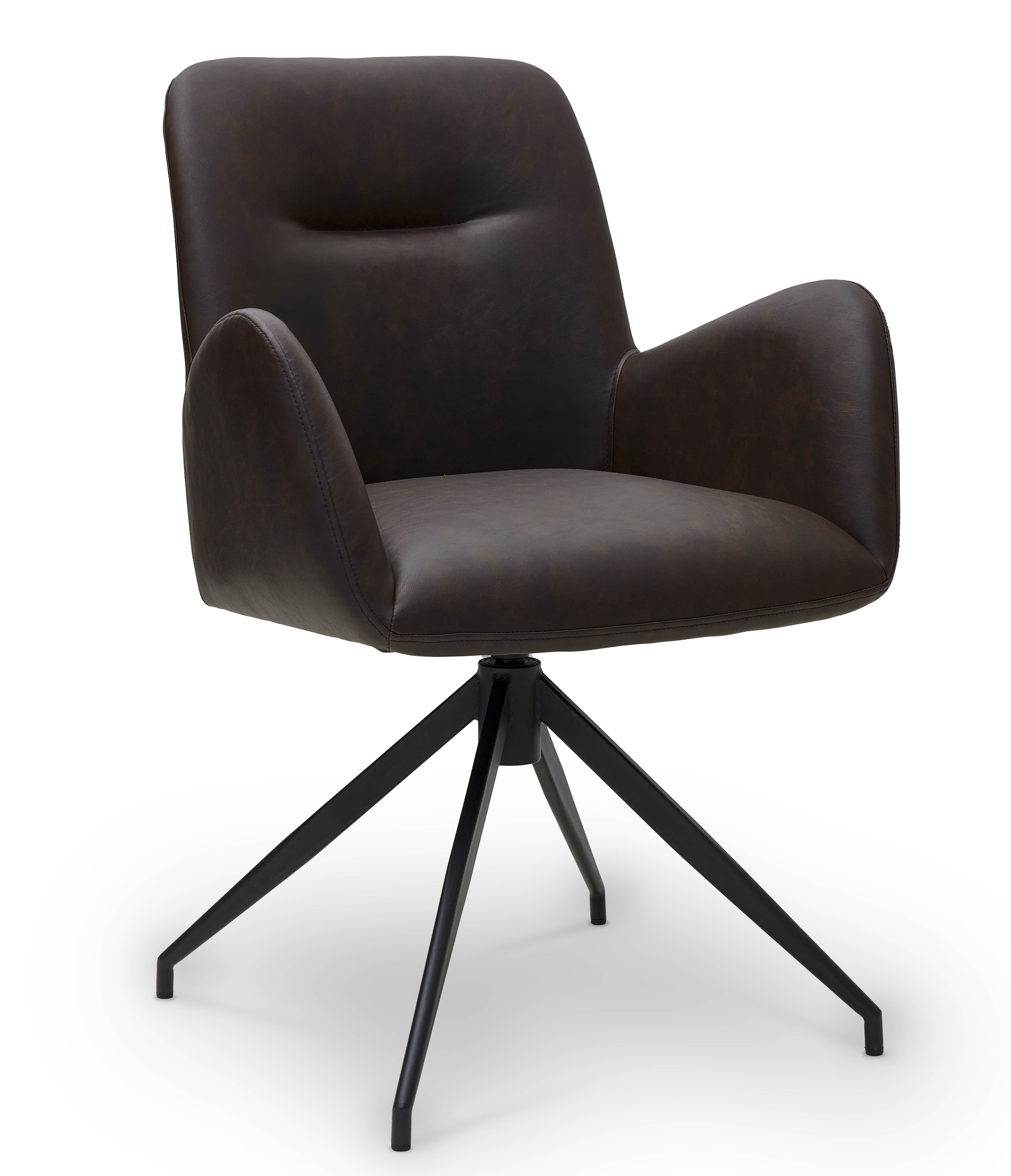 London Spisebordsstol Kunstlæder Med Metal Stel Drejefunktion Mørkebrun