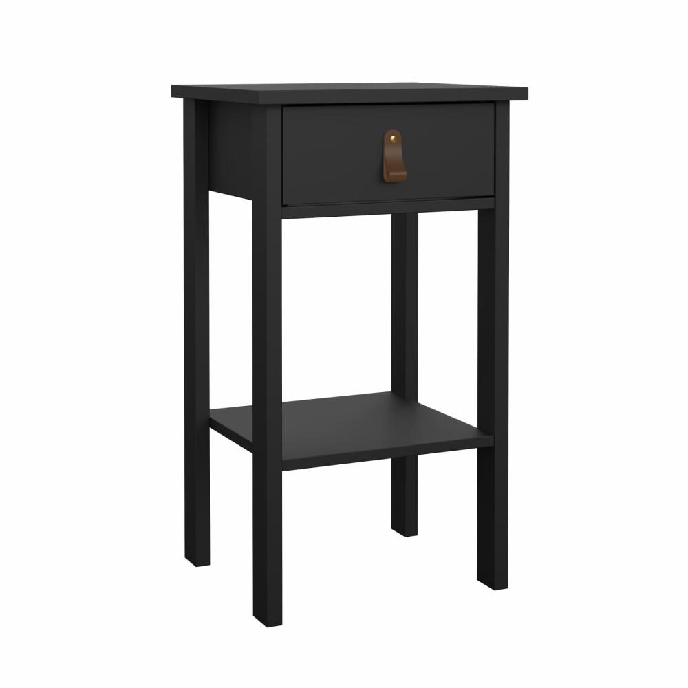 Lund natbord med 1 skuffe fås i flere farver Mat sort