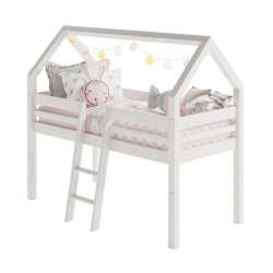 Halvhj seng 4 i 1, 90 x 200 cm, hvid, 25 rs garanti, Scanliving Premium