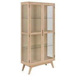 Vitrineskab, model Ambrosius 94 cm i hvidolieret egetr�sfiner med 2 glasd�re og 4 hylder.
