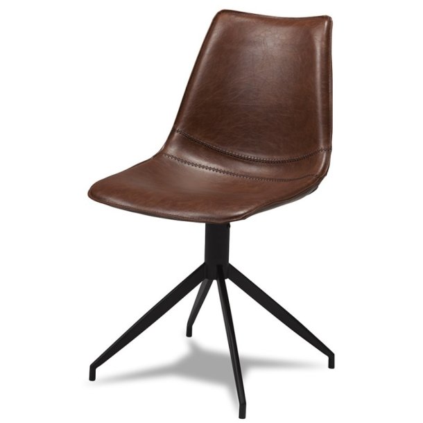 Emma spisebordstol  p drejefod i lysebrunt kunstlder