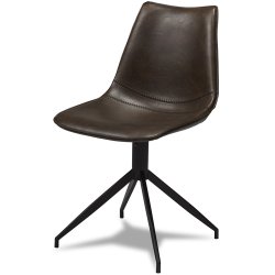 Emma spisebordstol p drejefod, i mrkebrunt kunstlder