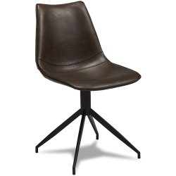 Emma spisebordstol p drejefod, i mrkebrunt kunstlder