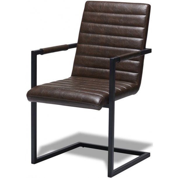 Bristol stol med mrke brunt lder look og sort metal stel