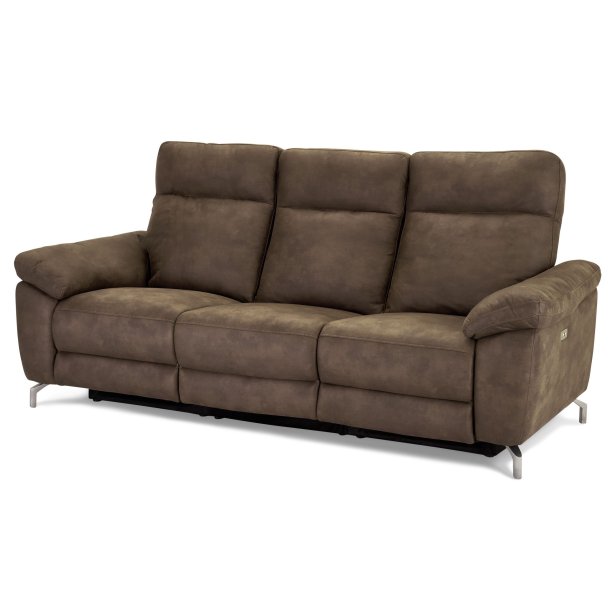Selma 3 personers sofa med elevations sder til nakke, ryg og ben i gr microfiber