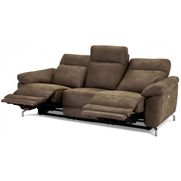 Selma 3 personers sofa med elevations sder til nakke, ryg og ben i gr microfiber