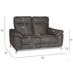 Selma 2 personers sofa med elevations sder til nakke, ryg og ben, gr microfiber