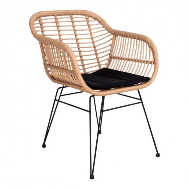 Toscana stol i naturlig PE rattan og med hynde i polyester. 