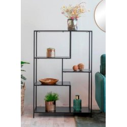 Valencia 80 cm reol i sort metalstel og med 5 sorte hylder. 